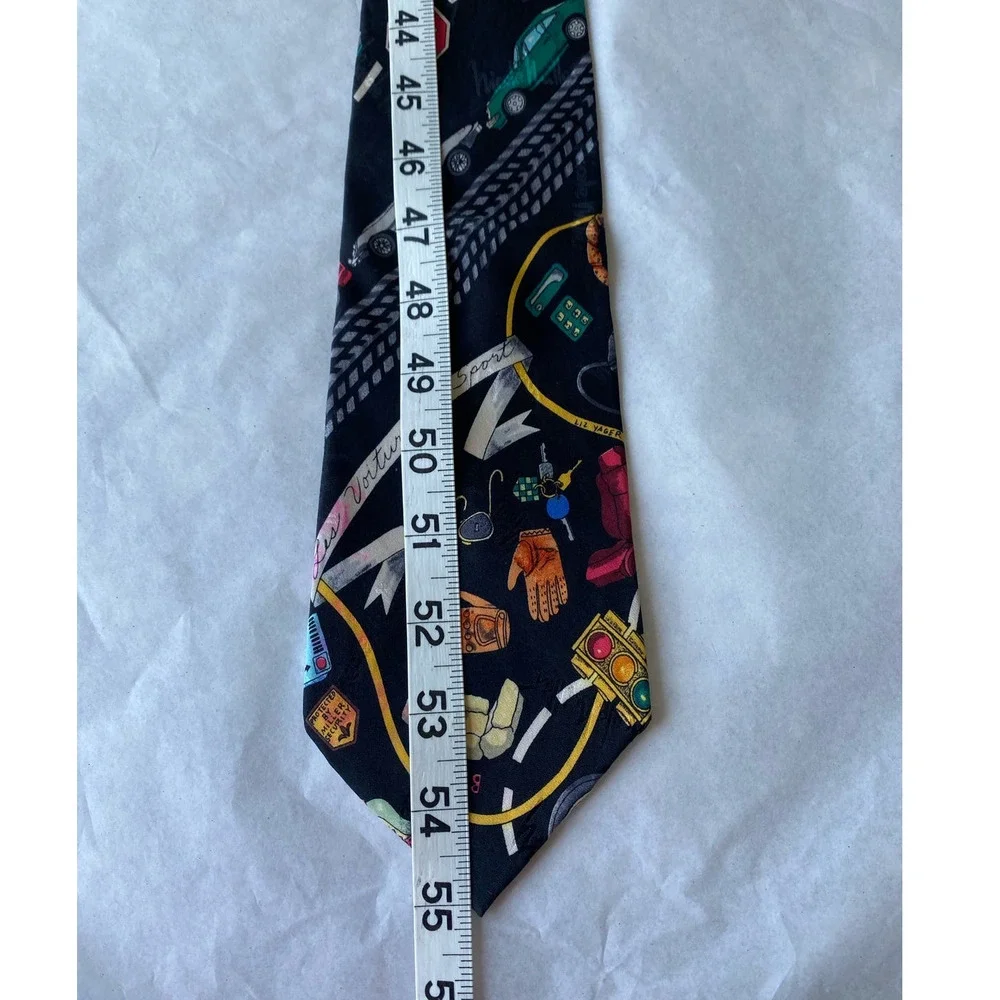 Nicole Miller Men's Tie Vintage 1993 100% Silk Hand Sewn SportsCars Driving 55